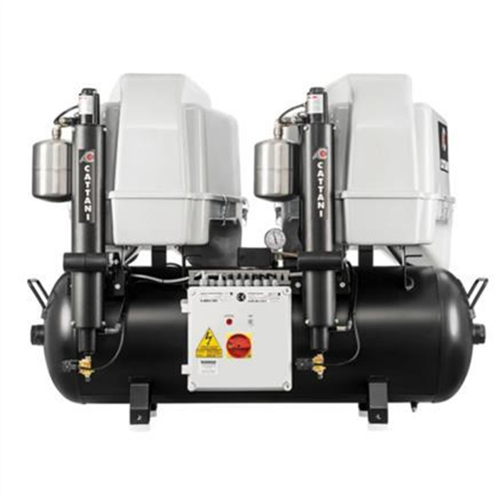 AC400Q 230V - Zweizylinder-Doppelkopfkompressor mit geräuschreduzierenden Kunststoffabdeckungen und 2 Lufttrocknern AC400Q 230V - Zweizylinder-Doppelkopfkompressor mit geräuschreduzierenden Kunststoffabdeckungen und 2 Lufttrocknern