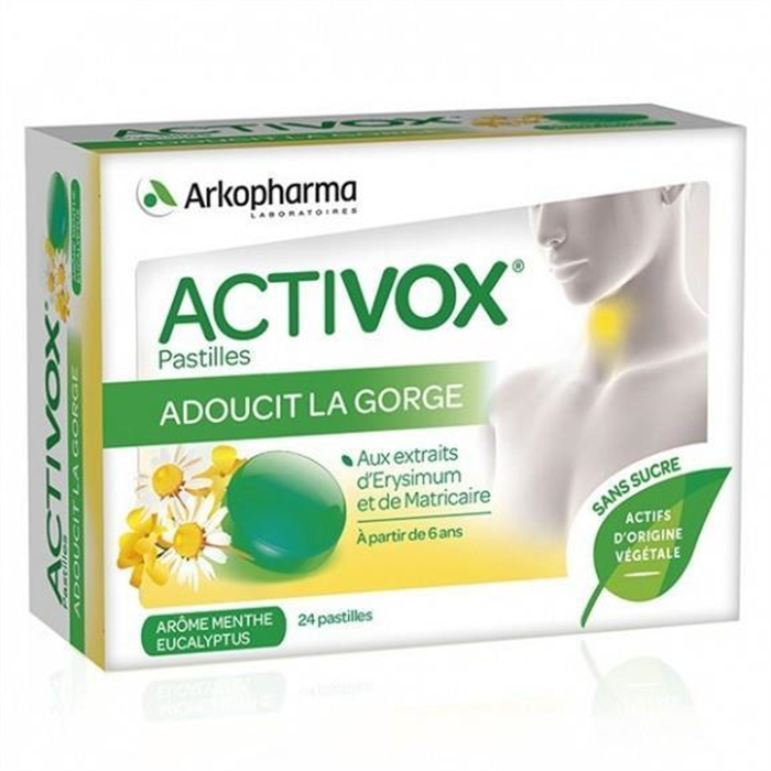 Activox pastilles adoucissant gorge Menthe-Eucalyptus, 24 pastilles Activox pastilles adoucissant gorge Menthe-Eucalyptus, 24 pastilles