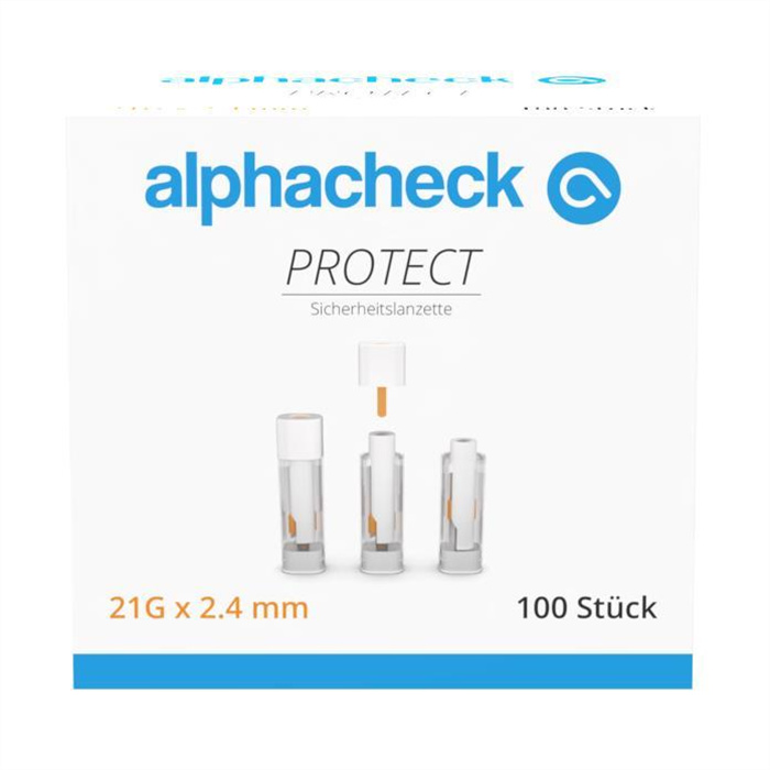alphacheck PROTECT Sicherheitslanzette 21G x 2.4 mm, 100 St. alphacheck PROTECT Sicherheitslanzette 21G x 2.4 mm, 100 St.