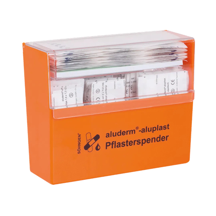 Aluderm Aluplast distributeur de pansements, adultes
Orange, 115 pansements élastiques, 5 tailles différentes Aluderm Aluplast distributeur de pansements, adultes
Orange, 115 pansements élastiques, 5 tailles différentes
