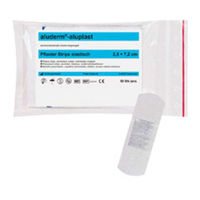 ALUDERM-ALUPLAST ELASTISCH, STRIPS 
50 ST., 2.5 X 7.2 CM ALUDERM-ALUPLAST ELASTISCH, STRIPS 
50 ST., 2.5 X 7.2 CM