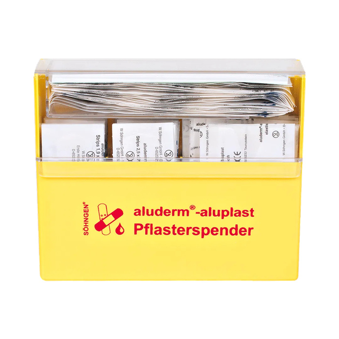 Aluderm Aluplast Pflasterspender, Erwachsene
Gelb, 115 elastische Pflaster, 5 verschiedene Größen Aluderm Aluplast Pflasterspender, Erwachsene
Gelb, 115 elastische Pflaster, 5 verschiedene Größen