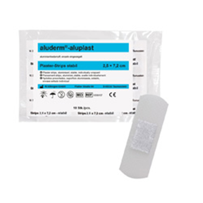 ALUDERM-ALUPLAST STRIPS, STABIL, 2.5 X 7.2 CM 
10 STUECK ALUDERM-ALUPLAST STRIPS, STABIL, 2.5 X 7.2 CM 
10 STUECK