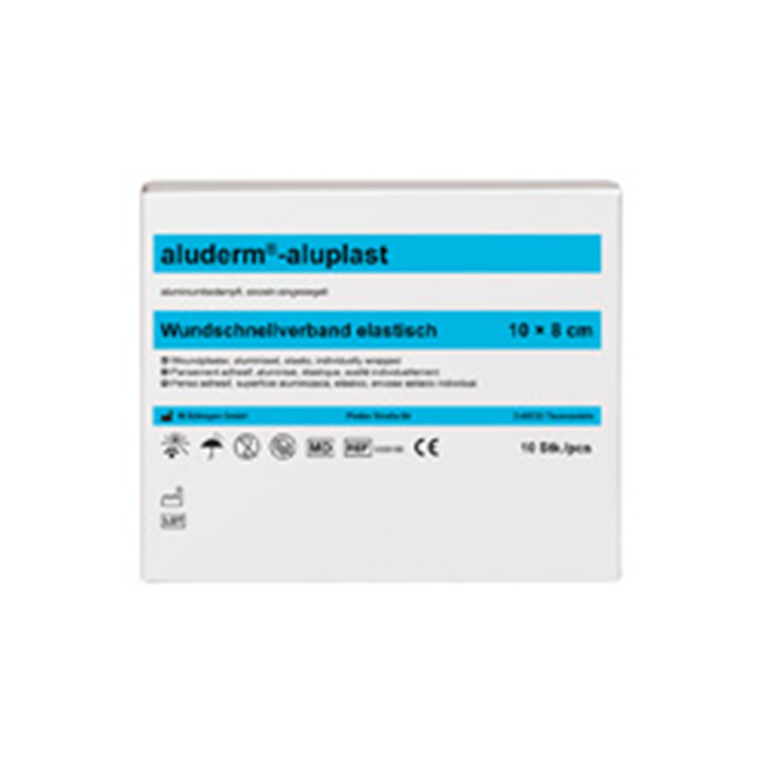 ALUDERM ALUPLAST WUNDPFLASTER, 10 ST.10 X8 CM 
IN ABSCHNITTEN, ELASTISCH, FALTSCHACHTEL ALUDERM ALUPLAST WUNDPFLASTER, 10 ST.10 X8 CM 
IN ABSCHNITTEN, ELASTISCH, FALTSCHACHTEL