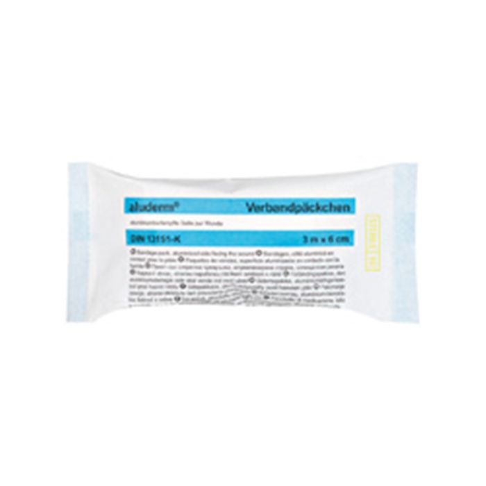 Aluderm dressing pack, small, 6 x 8 cm Compress 3 m x 6 cm Aluderm dressing pack, small, 6 x 8 cm Compress 3 m x 6 cm