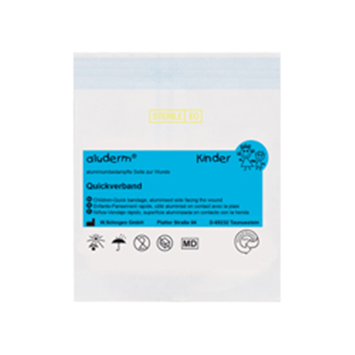 ALUDERM-KINDER-QUICKVERBAND 
1 M X 8 CM, KOMP. 6 X 6 CM ALUDERM-KINDER-QUICKVERBAND 
1 M X 8 CM, KOMP. 6 X 6 CM
