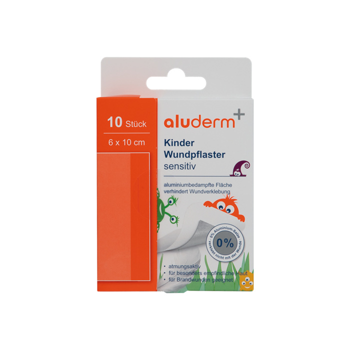 aluderm+, Kinder Wundpflaster sensitiv, 10 Stück, 6 cm x 10 cm aluderm+, Kinder Wundpflaster sensitiv, 10 Stück, 6 cm x 10 cm