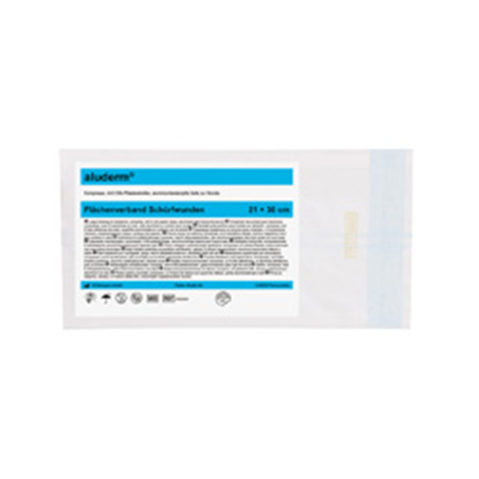 ALUDERM SCHUERFWUNDENVERBAND 
FUER ERWACHSENE 21 X 30CM ALUDERM SCHUERFWUNDENVERBAND 
FUER ERWACHSENE 21 X 30CM