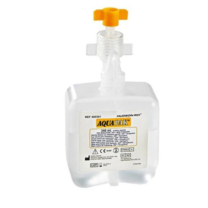 AQUAPAK sterile water, 340 ml
with humidification adapter AQUAPAK sterile water, 340 ml
with humidification adapter