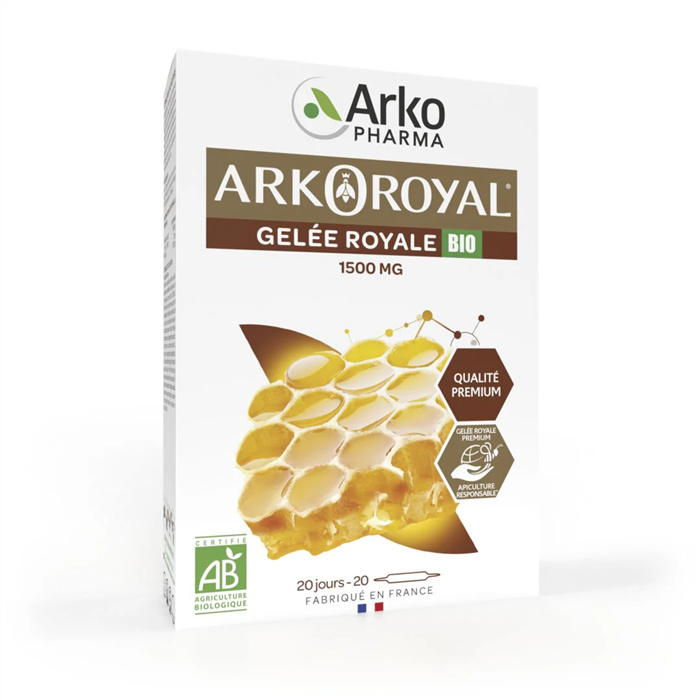 Arkoroyal Gelée Royale BIO 1500 mg,
20 ampoules Arkoroyal Gelée Royale BIO 1500 mg,
20 ampoules