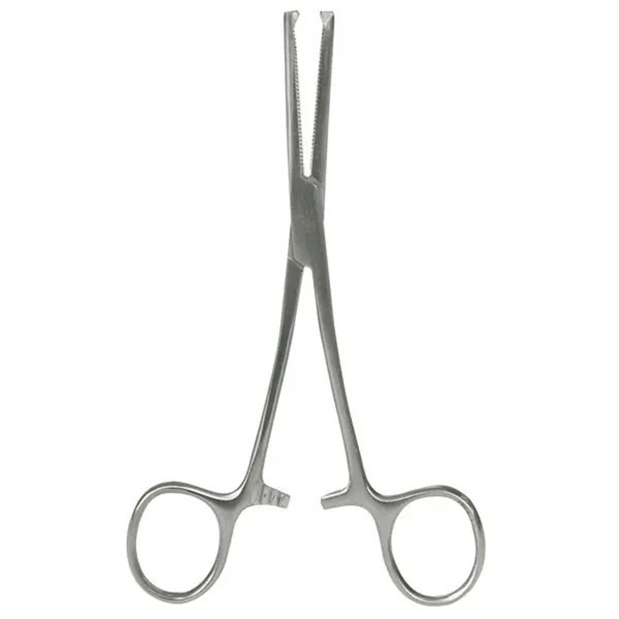 Artery clamp Kocher type, 16 cm, straight form, serrated jaws with 1:2 teeth Artery clamp Kocher type, 16 cm, straight form, serrated jaws with 1:2 teeth