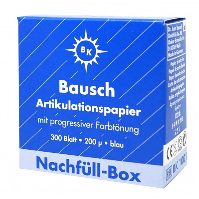 Articulation paper 200 µ, refill box 300 pieces blue, straight, BK 1001 Articulation paper 200 µ, refill box 300 pieces blue, straight, BK 1001
