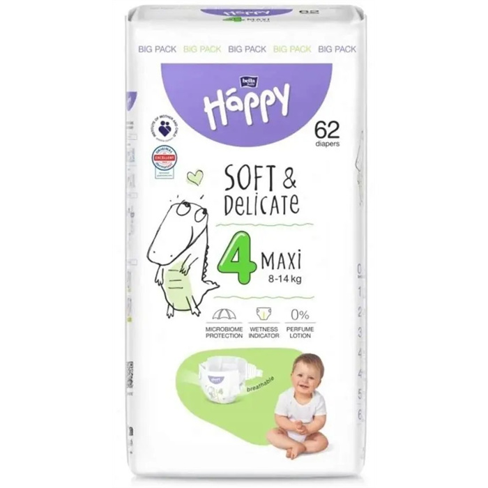 Baby Bella FSC Maxi diapers size 4, 8–18 kg, pack of 62 Baby Bella FSC Maxi diapers size 4, 8–18 kg, pack of 62