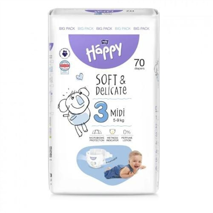 Baby Bella FSC Midi diapers size 3, 5–9 kg, pack of 70 Baby Bella FSC Midi diapers size 3, 5–9 kg, pack of 70