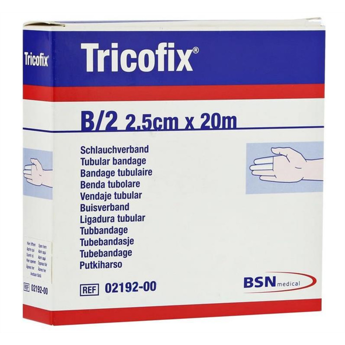 Bandage tubulaire Tricofix, doigts, orteils et doigts plâtrés, 
B/2, 20 m x 2,5 cm Bandage tubulaire Tricofix, doigts, orteils et doigts plâtrés, 
B/2, 20 m x 2,5 cm