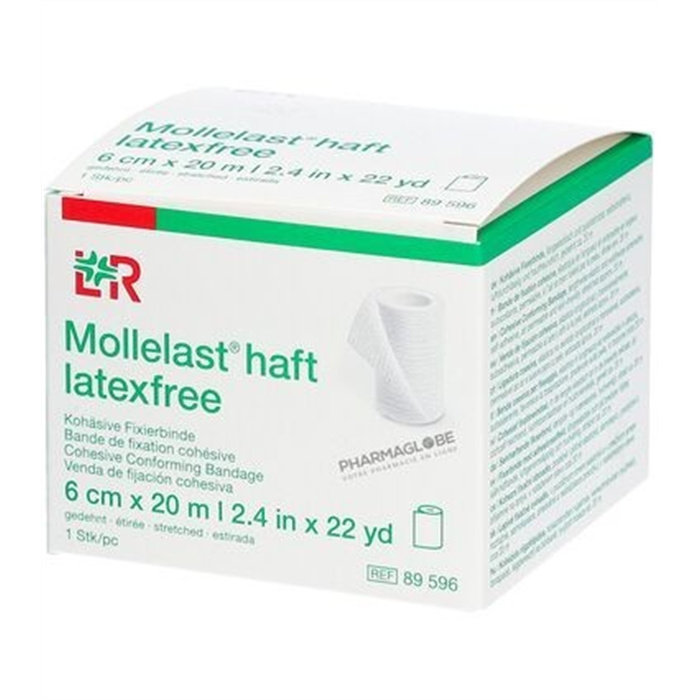 Bande de fixation cohésive Mollelast haft, 6 cm x 20 m Bande de fixation cohésive Mollelast haft, 6 cm x 20 m