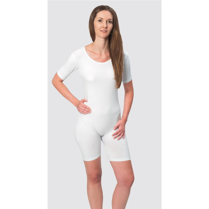 body de soins coton/élasthanne, manches courtes, jambes courtes, fermeture éclair dans le dos, blanc ; taille L body de soins coton/élasthanne, manches courtes, jambes courtes, fermeture éclair dans le dos, blanc ; taille L