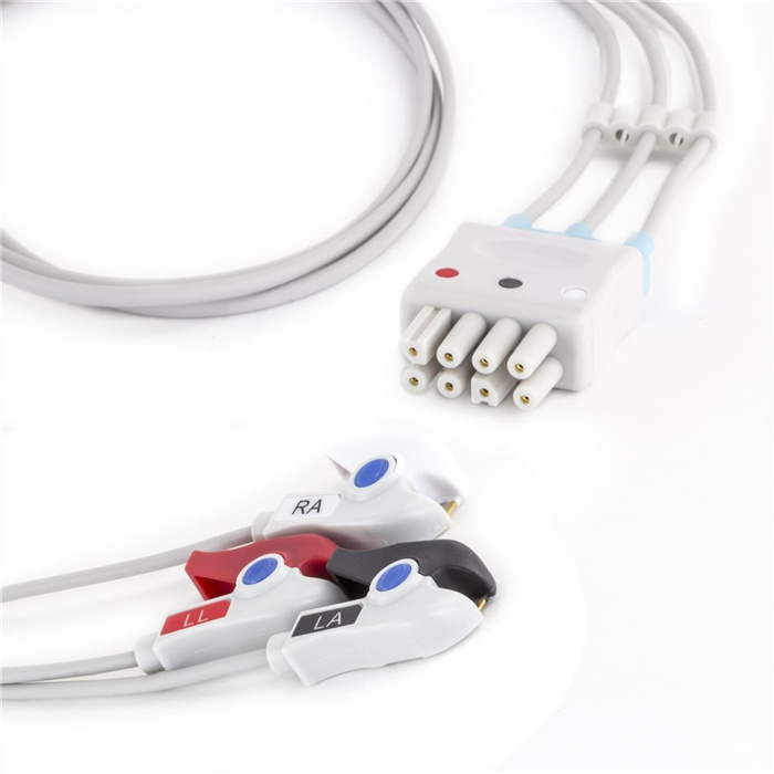 Câble électrode ECG 3 dérivations, clip, 1 pièce, longueur du câble 0,8 m, TEC-8300, PSM/PVM Câble électrode ECG 3 dérivations, clip, 1 pièce, longueur du câble 0,8 m, TEC-8300, PSM/PVM