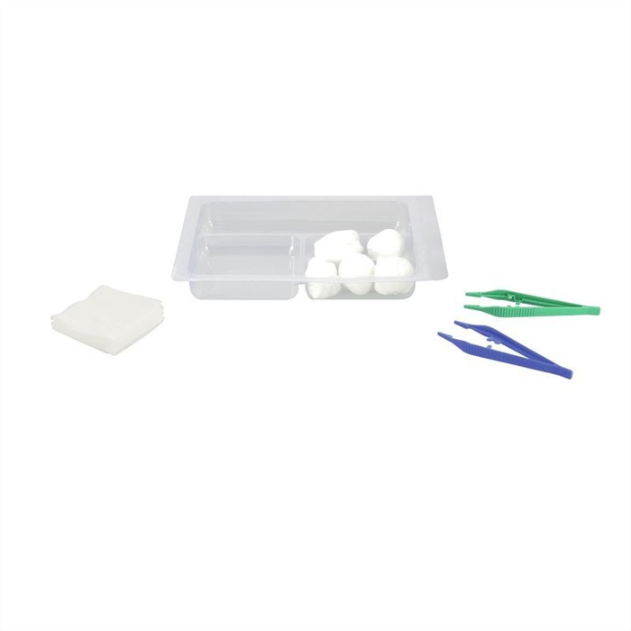 Care kit N°2 with swabs, gauze pads and forceps, 1 blister Care kit N°2 with swabs, gauze pads and forceps, 1 blister