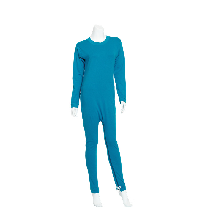 Care overall 100% cotton, long, with leg and back zippers, petrol color, size XL Care overall 100% cotton, long, with leg and back zippers, petrol color, size XL