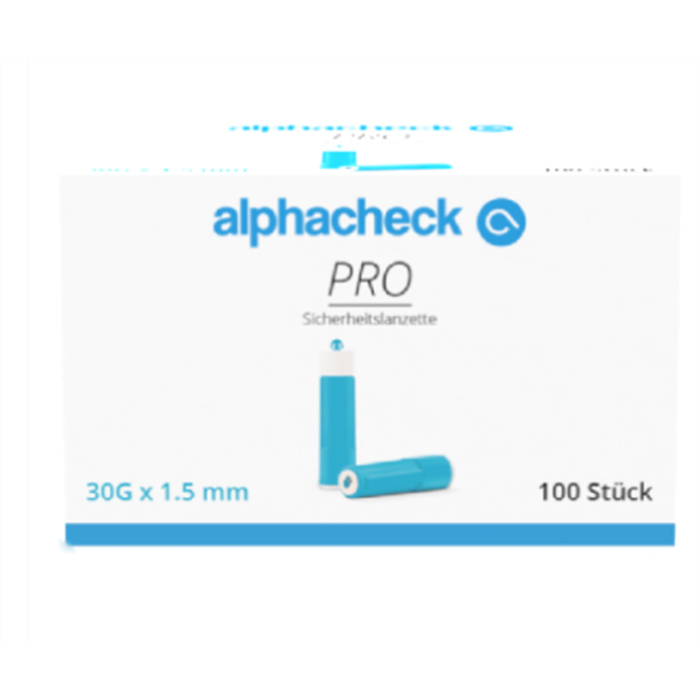 check PRO Einmal-Sicherheitslanzette 30 G x 1.5 mm, 100 St.,
zur Eigenanwendung geeignet, einzeln Steril verpackt check PRO Einmal-Sicherheitslanzette 30 G x 1.5 mm, 100 St.,
zur Eigenanwendung geeignet, einzeln Steril verpackt