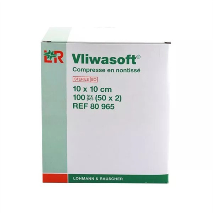 Compresses Vliwasoft non tissées fendues, 10 x 10 cm, boîte de 50 x 2 pièces Compresses Vliwasoft non tissées fendues, 10 x 10 cm, boîte de 50 x 2 pièces