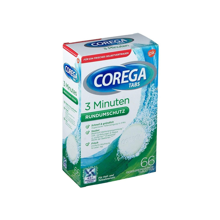 Corega Anti-Bakterielle Reinigungstabletten Doppelwirkung, 66 Stück Corega Anti-Bakterielle Reinigungstabletten Doppelwirkung, 66 Stück