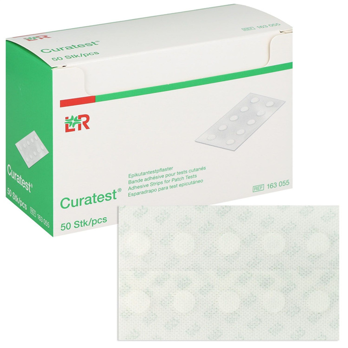 Curatest hypoallergenic non-woven test plaster, 7.5 x 12.5 cm, box of 50 Curatest hypoallergenic non-woven test plaster, 7.5 x 12.5 cm, box of 50