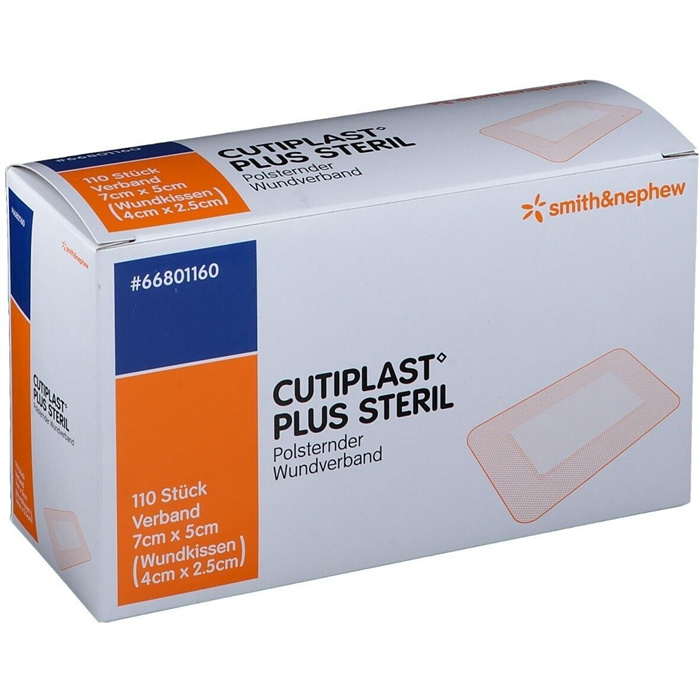 Cutiplast Plus stérile, 7 x 5 cm, 5 pièces, emballées individuellement en stérile Cutiplast Plus stérile, 7 x 5 cm, 5 pièces, emballées individuellement en stérile