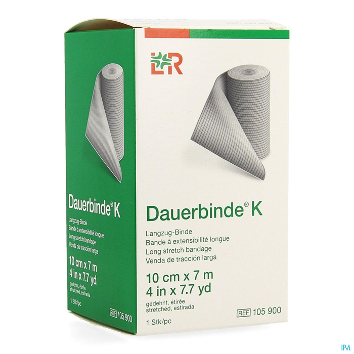 Dauerbinde K, elastische Kompressionsbinde, 10 cm x 7 m Dauerbinde K, elastische Kompressionsbinde, 10 cm x 7 m