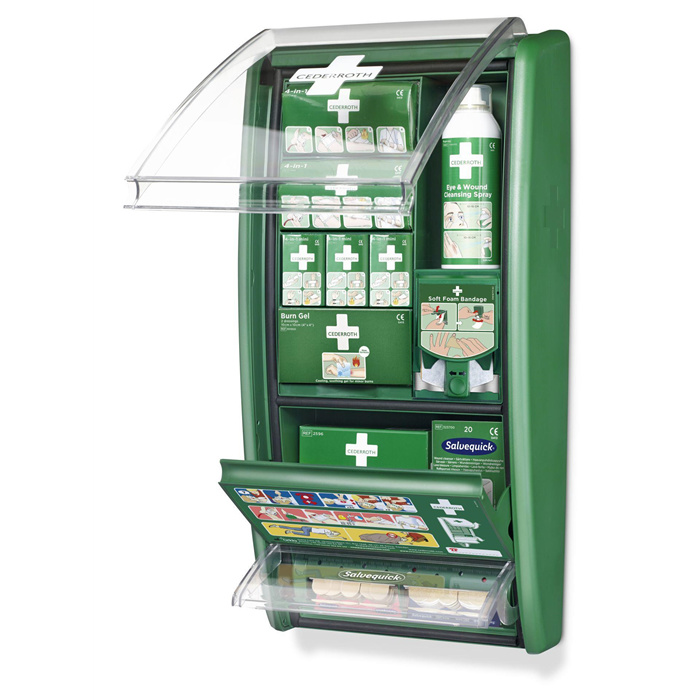 Erste-Hilfe-Station + selbstklebender Verband blau Erste-Hilfe-Station + selbstklebender Verband blau