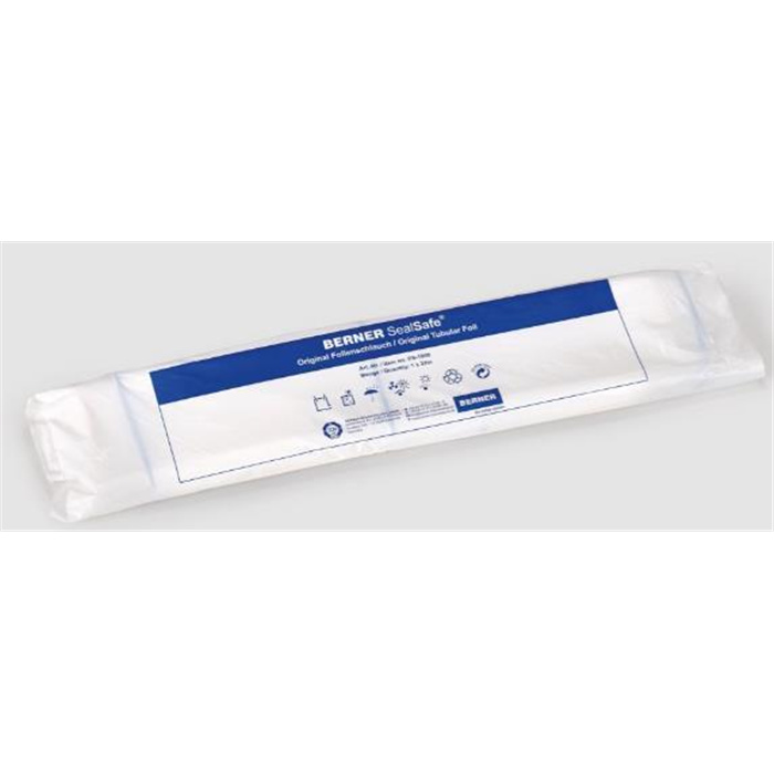 Foil tube for Berner SealSafe® / Pacto Safe®, non-sterile, transparent, 5 rolls of approx. 32 m each Foil tube for Berner SealSafe® / Pacto Safe®, non-sterile, transparent, 5 rolls of approx. 32 m each