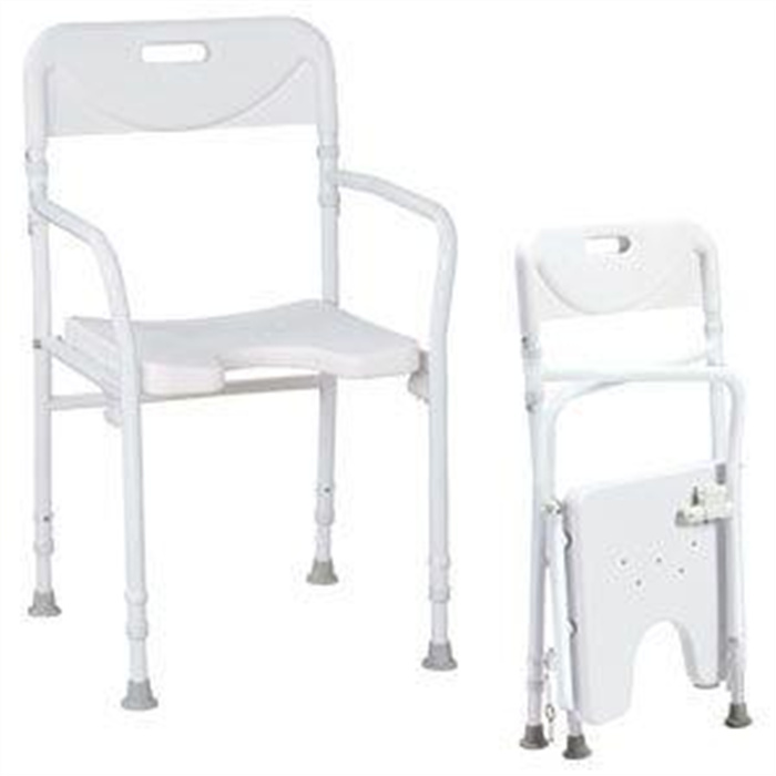 Folding shower chair with armrests and backrest, up to 130 kg Folding shower chair with armrests and backrest, up to 130 kg