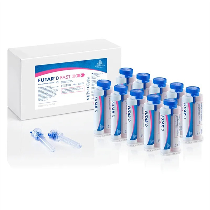 Futar D Fast, 
pack 10 x 50 ml double cartridge, 
30 mixing tips Futar D Fast, 
pack 10 x 50 ml double cartridge, 
30 mixing tips