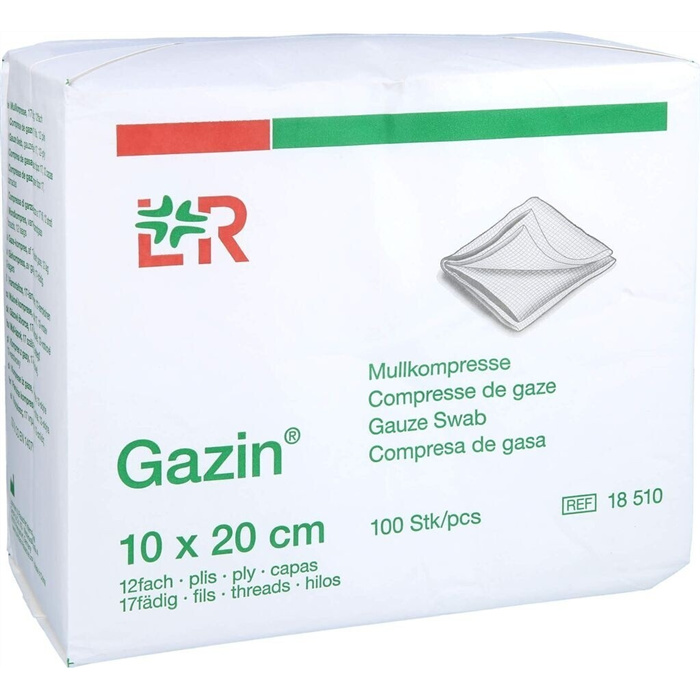 Gazin 5D non-sterile compress, 10 x 20 cm, 12 ply, box of 100 pieces Gazin 5D non-sterile compress, 10 x 20 cm, 12 ply, box of 100 pieces