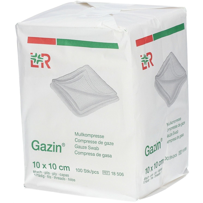 Gazin, non sterile, 10 x10 cm, 8 plis, 100 pièces Gazin, non sterile, 10 x10 cm, 8 plis, 100 pièces