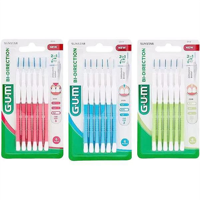 Gum Bi-Direction PB 0,7 mm A 6, 2114
Zwei-Winkel-Interdentalbuerste Gum Bi-Direction PB 0,7 mm A 6, 2114
Zwei-Winkel-Interdentalbuerste