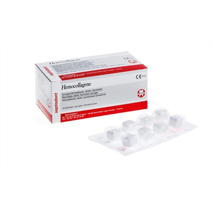Hemocollagen - Pack of 24 pieces, 13 x 13 x 8 mm Hemocollagen - Pack of 24 pieces, 13 x 13 x 8 mm