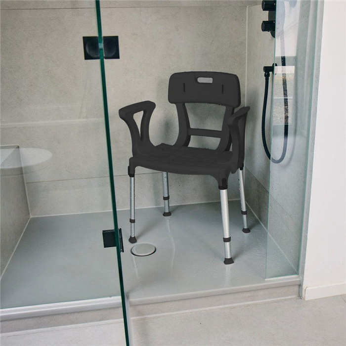 Laguna shower chair with armrest and backrest, black Laguna shower chair with armrest and backrest, black