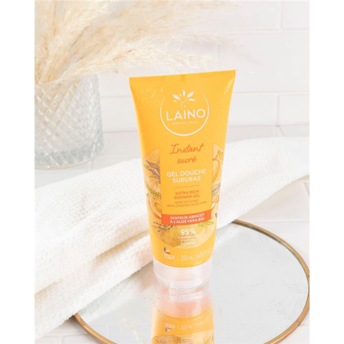 Laino Moisturizing Shower Gel with Organic Aloe Vera, Apricot Scent, 200 ml Laino Moisturizing Shower Gel with Organic Aloe Vera, Apricot Scent, 200 ml