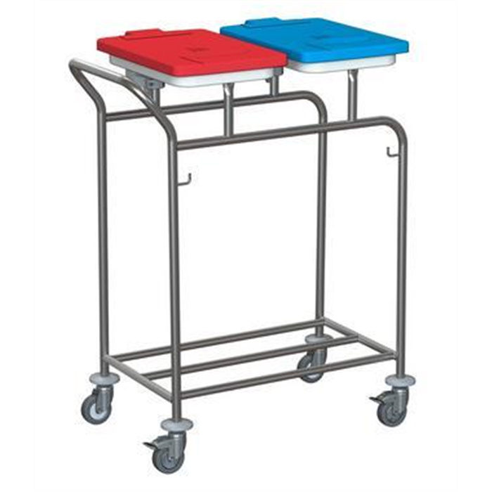 Laundry trolley, 2 compartments, with push handle, 2 clamping rings, stainless steel Laundry trolley, 2 compartments, with push handle, 2 clamping rings, stainless steel