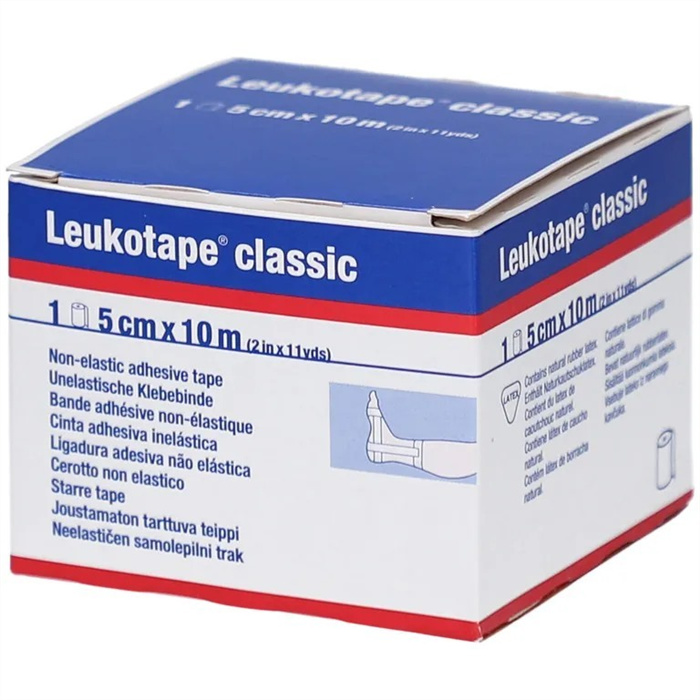 Leukotape classic, ruban adhésif rigide de 5 cm x 10 m pour le bandage, 1 pièce Leukotape classic, ruban adhésif rigide de 5 cm x 10 m pour le bandage, 1 pièce