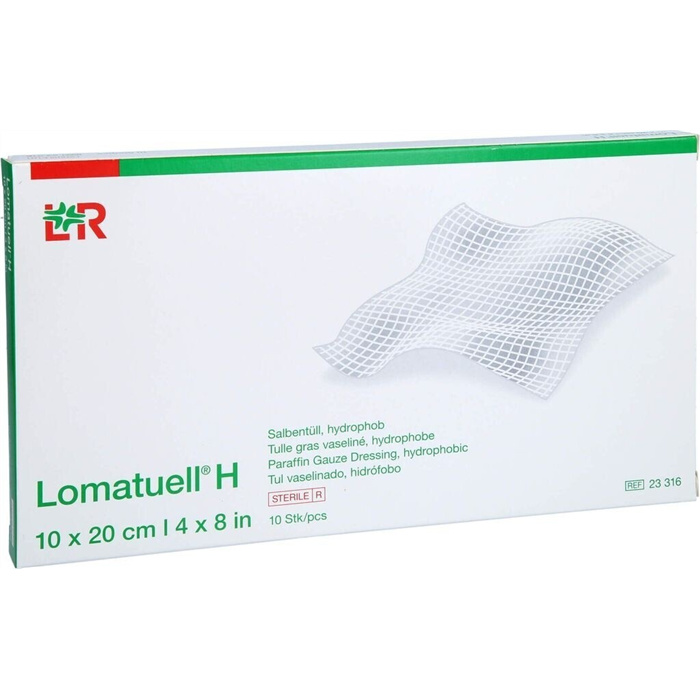 Lomatuell H paraffin gauze dressing, sterile, 10 x 20 cm, box of 10 Lomatuell H paraffin gauze dressing, sterile, 10 x 20 cm, box of 10