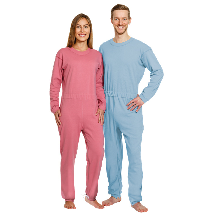 Long cotton care overall with leg and back zippers, size XL Long cotton care overall with leg and back zippers, size XL