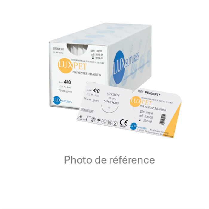 LUXPET Polyester green 75 cm EP 3 USP 2/0 Needle 1/2 Cir Taper 18 mm
12 Stück LUXPET Polyester green 75 cm EP 3 USP 2/0 Needle 1/2 Cir Taper 18 mm
12 Stück