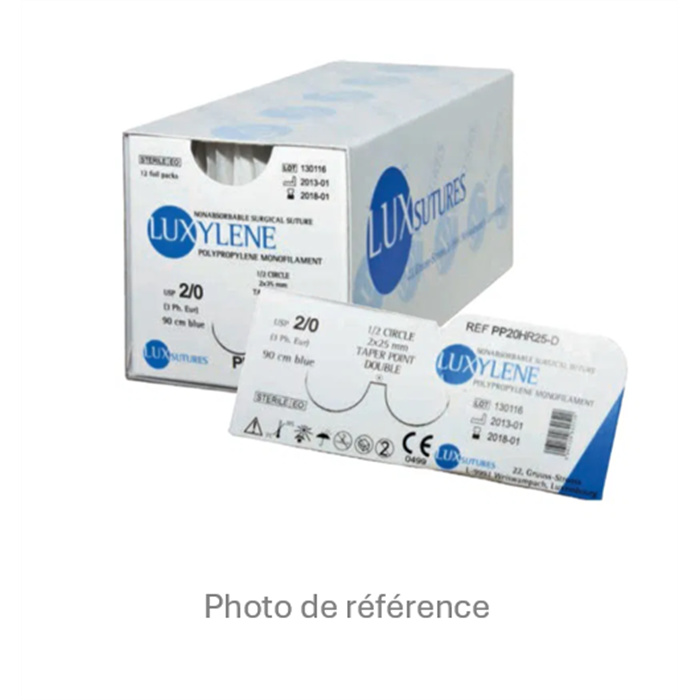 LUXYLENE PP 45 cm EP 1.0 USP 5/0 needle 3/8 reverse cut 12 mm 12 pieces LUXYLENE PP 45 cm EP 1.0 USP 5/0 needle 3/8 reverse cut 12 mm 12 pieces