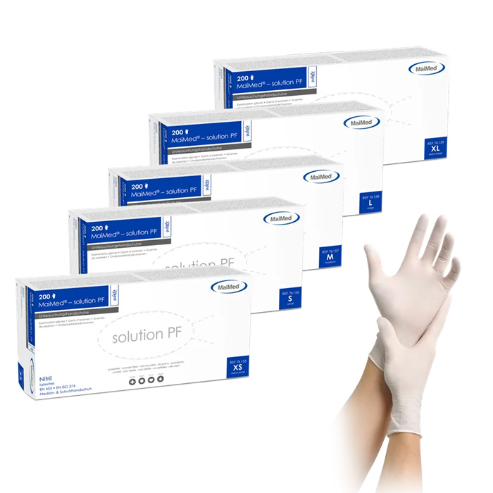 MaiMed-solution100 PF size L, non sterile, white
nitrile glove, powder-free, 100 pieces MaiMed-solution100 PF size L, non sterile, white
nitrile glove, powder-free, 100 pieces