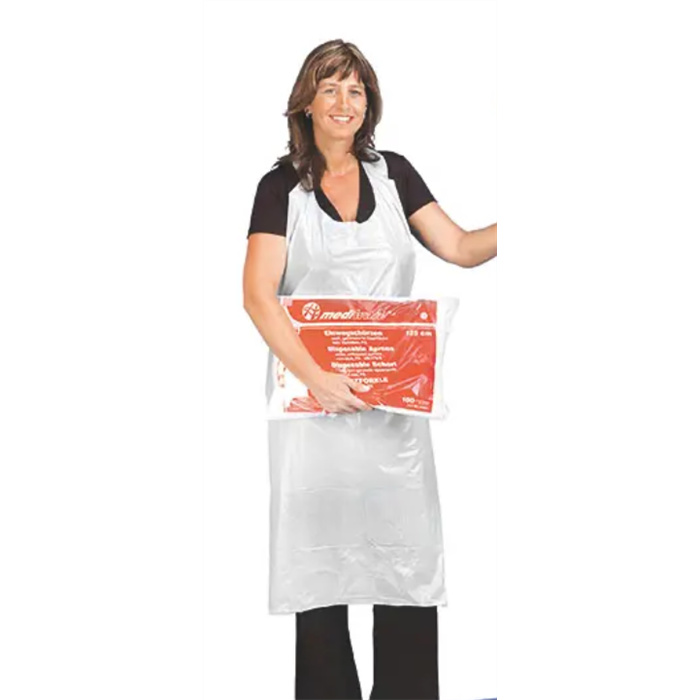 Mediware single aprons, 100 pieces, white, men's size 140 cm Mediware single aprons, 100 pieces, white, men's size 140 cm