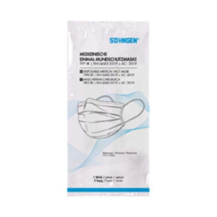 MEDIZINISCHE MUNDSCHUTZMASKE
EN 14683:2016 IIR, EINZELN MEDIZINISCHE MUNDSCHUTZMASKE
EN 14683:2016 IIR, EINZELN