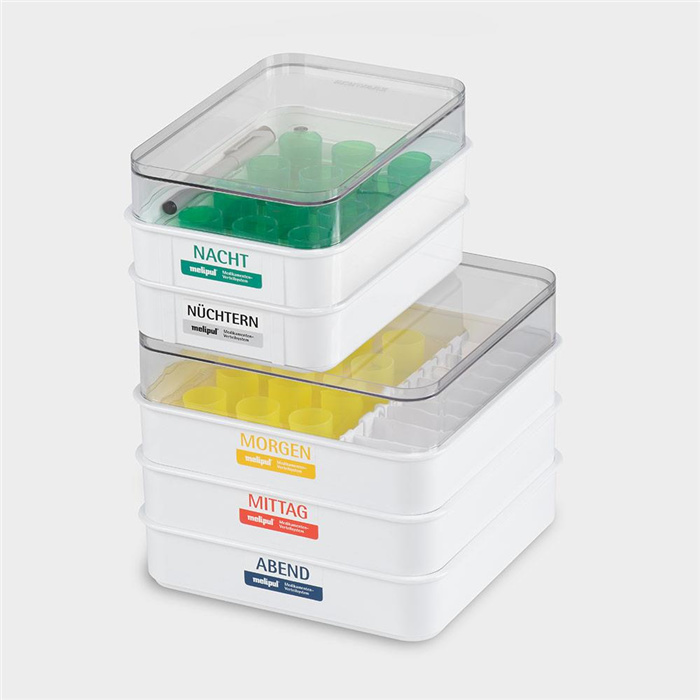 Melipul 12 VF-26 meal tray set, 12 residents with reusable medicine cups Melipul 12 VF-26 meal tray set, 12 residents with reusable medicine cups